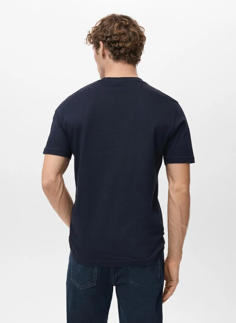 Mango Man  100% cotton slim-fit t-shirt for Men | Best Price UAE